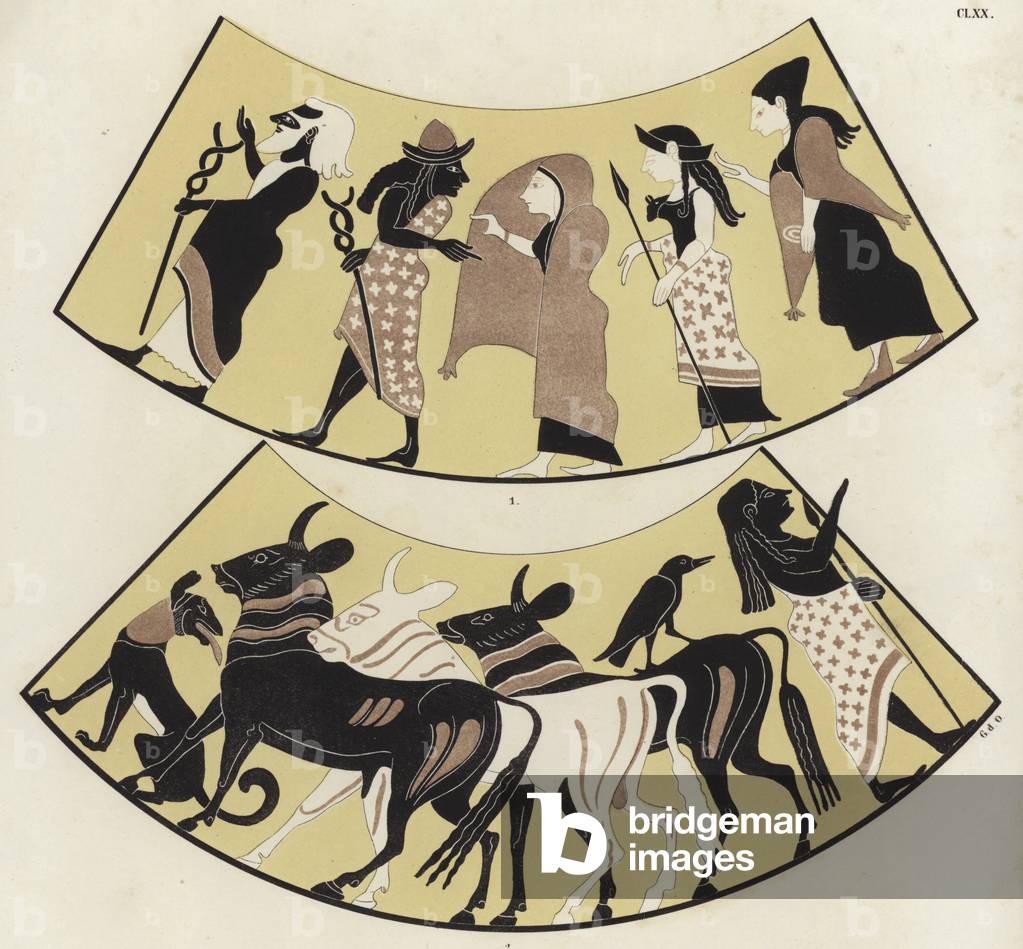 Greek vase painting (colour litho)