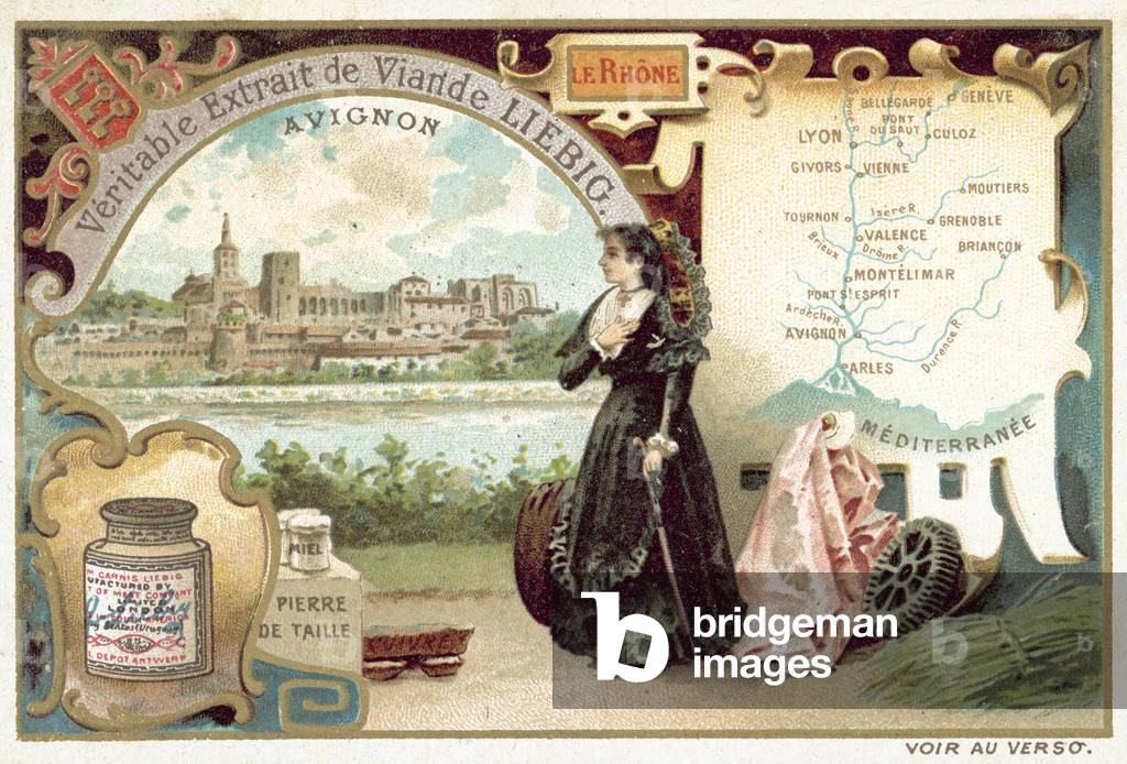 The Rhone, and a view of Avignon (chromolitho)