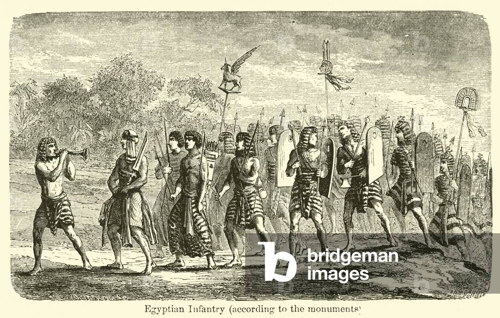 Egyptian Infantry, according to the monuments (engraving)