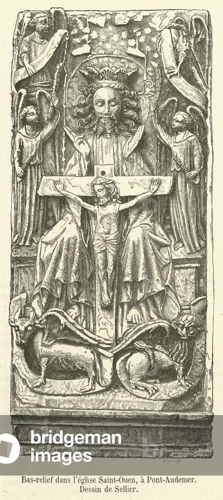 Bas-relief dans l'eglise Saint-Ouen, a Pont-Audemer (engraving)