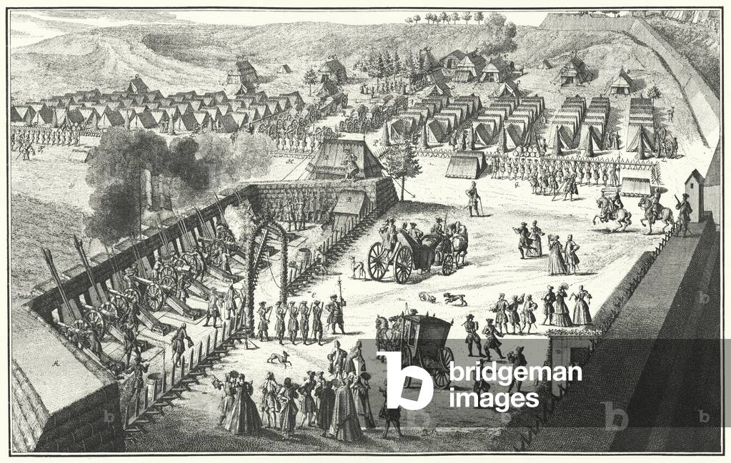 Artillery firing drill, Nuremberg,1733 (engraving)