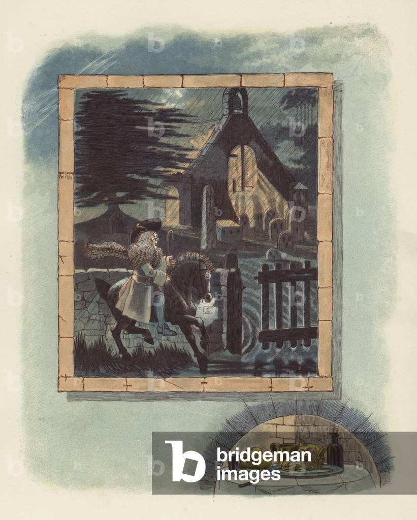 Illustration for Tam O'Shanter by Robert Burns (colour litho)