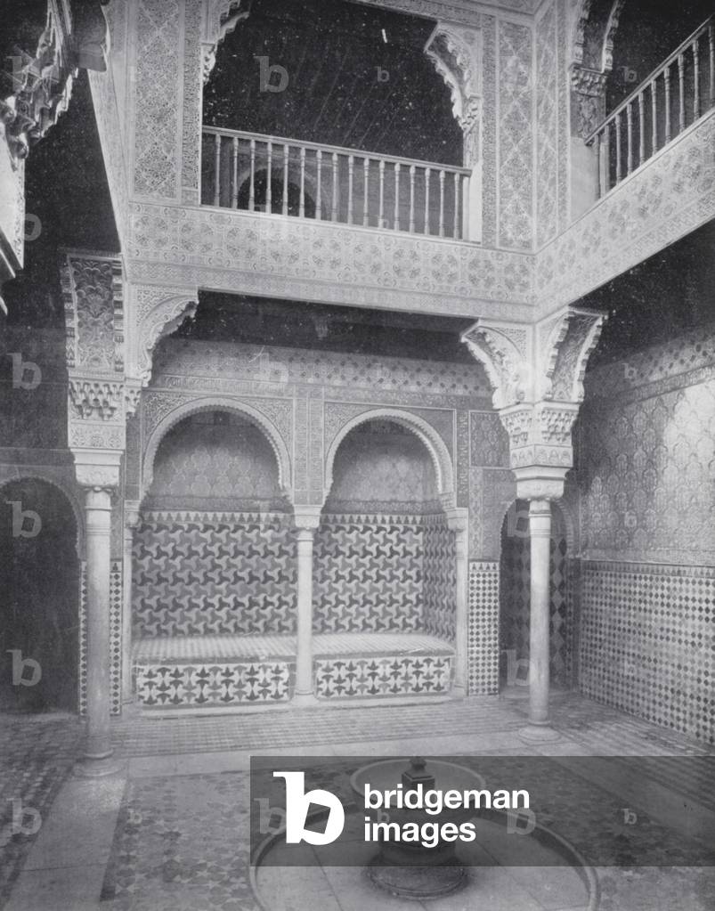 The Chamber of Repose, Baths of the Alhambra (b/w photo)