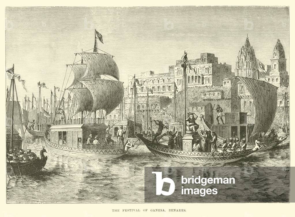 The Festival of Ganesa, Benares (engraving)