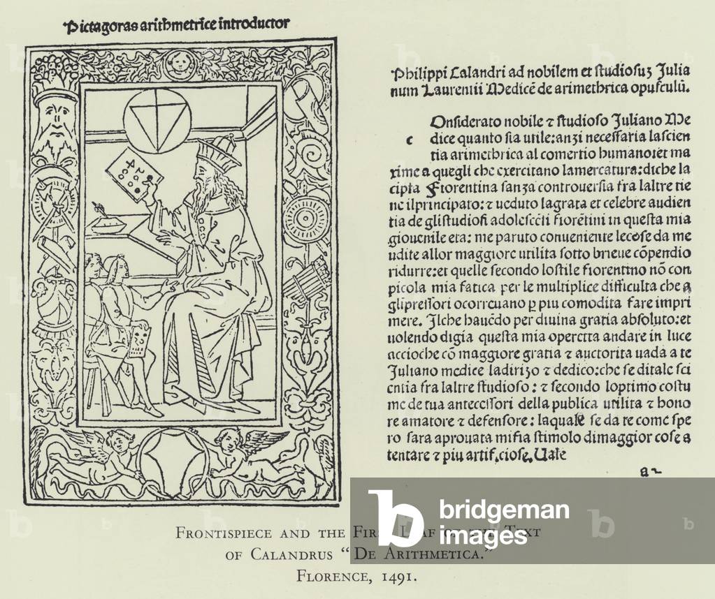 Frontispiece and the First Leaf of the Text of Calandrus 