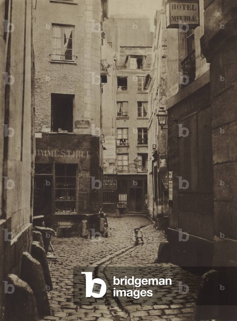 Rue des Trois-Cannettes en 1865, etait a l'emplacement du nouvel Hotel-Dieu (b/w photo)