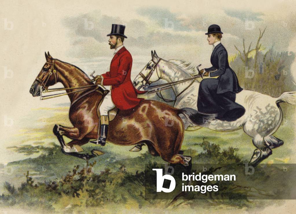 The Prince and Princess of Wales in the hunting field (chromolitho)