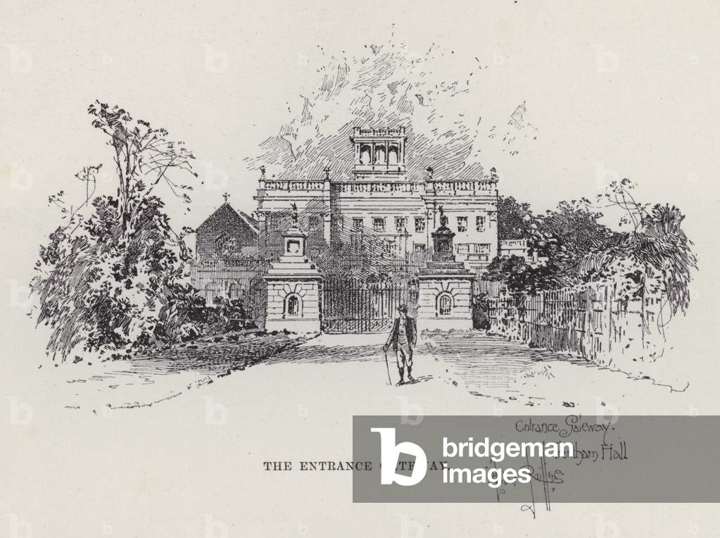 Trentham Hall, The Entrance Gateway (litho)