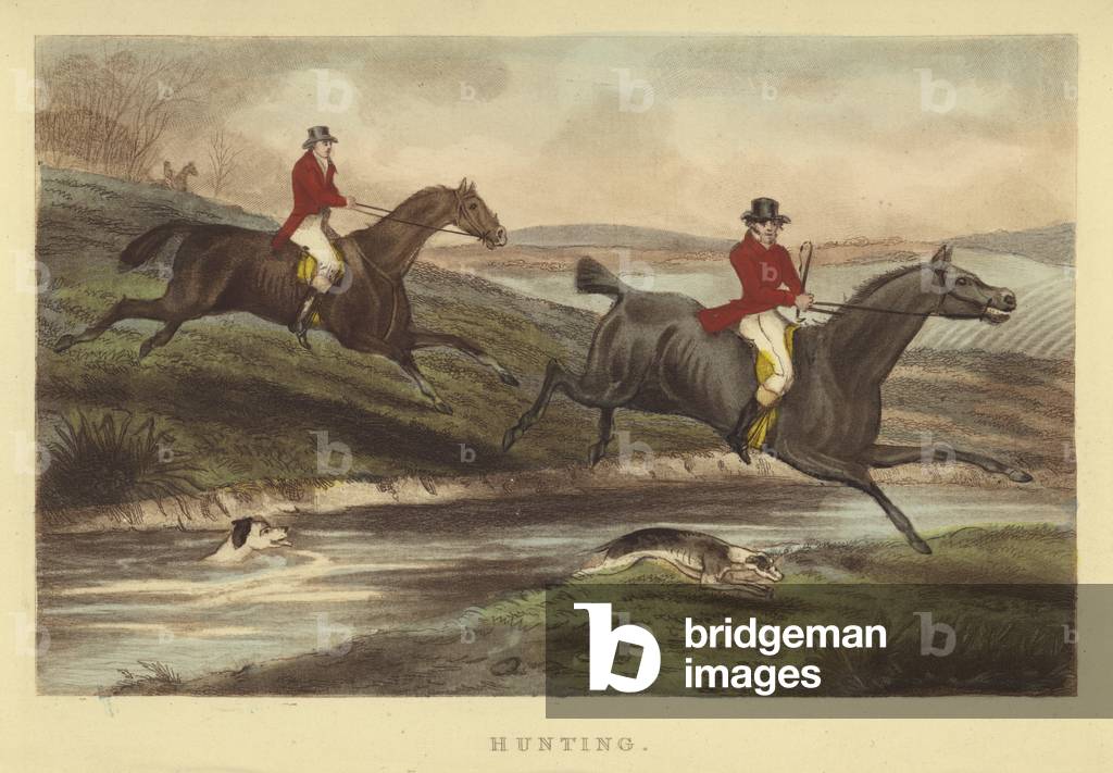 Hunting (coloured engraving)