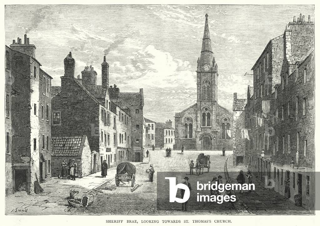 Sheriff Brae, looking towards St Thomas's Church (engraving)