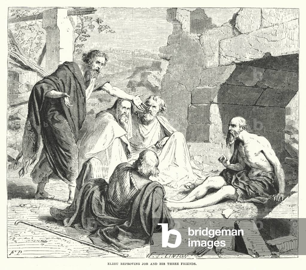 Elihu reproving Job and his Three Friends (engraving)