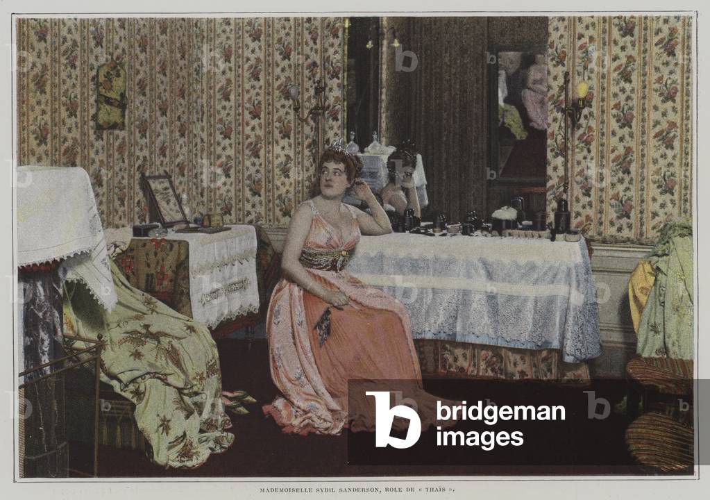 American soprano Sybil Sanderson in the title role in Jules Massenet's opera Thais (colour photo)