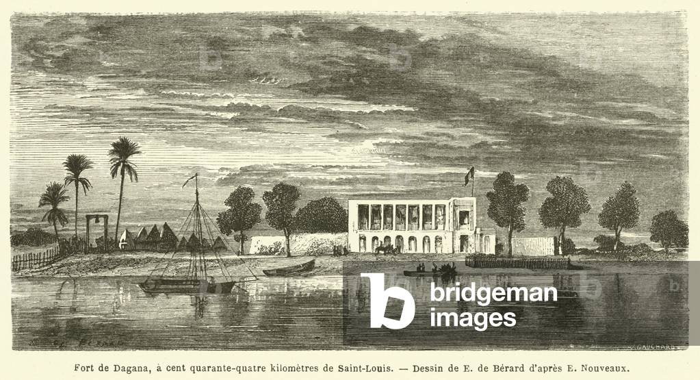 Fort de Dagana, a cent quarante-quatre kilometres de Saint-Louis (engraving)
