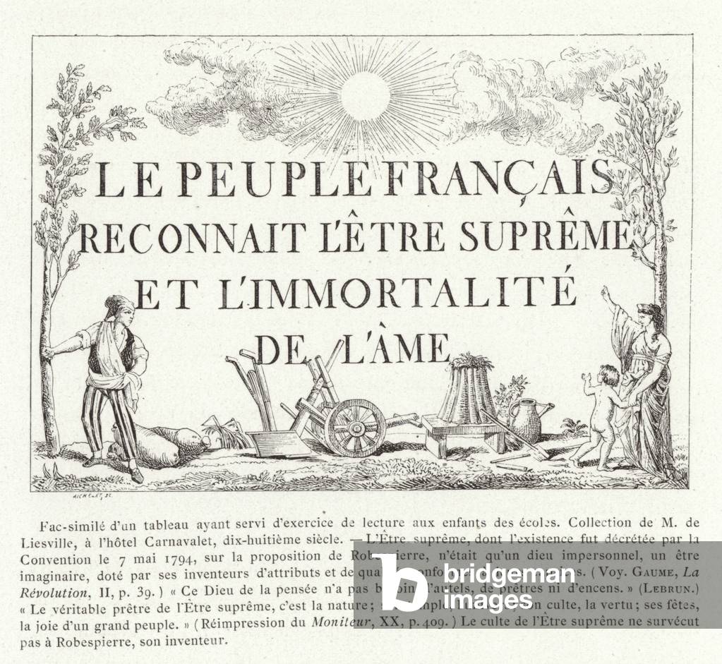 The French people recognise the Supreme Being and the immortality of the soul (engraving)