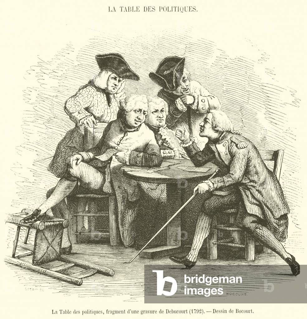 La Table des politiques, fragment d'une gravure de Debucourt, 1792 (engraving)