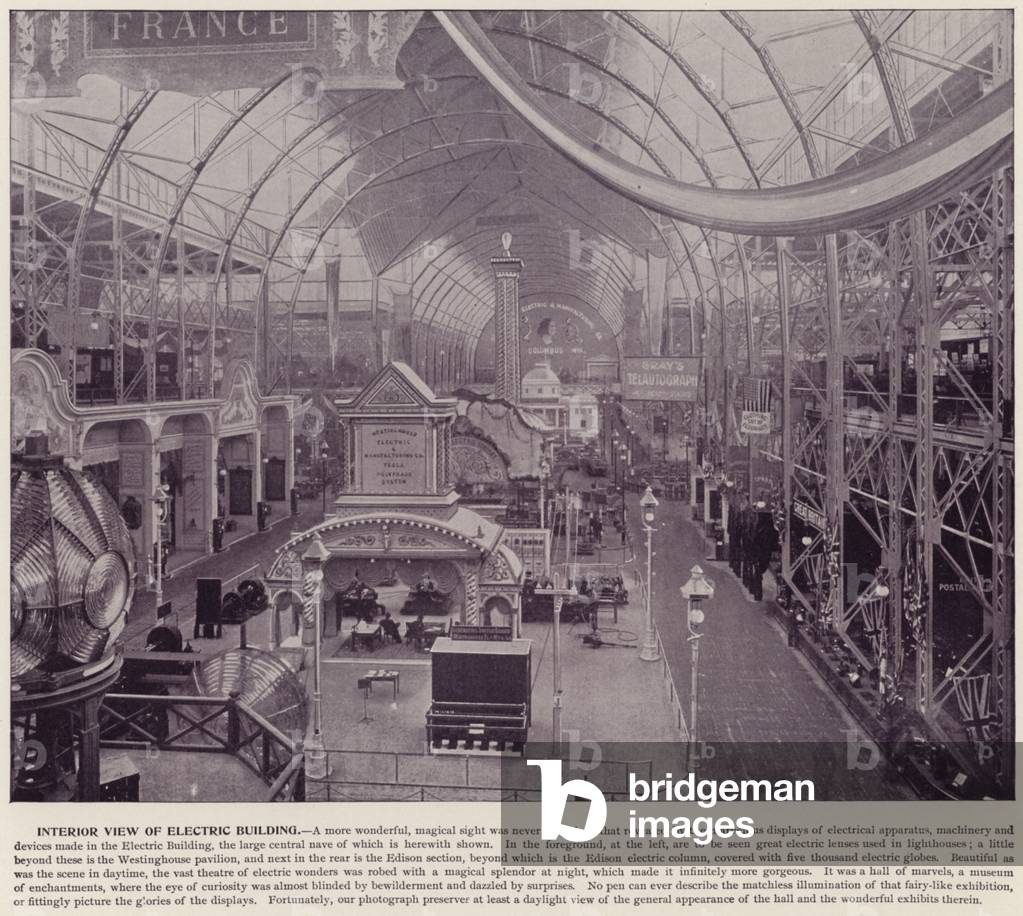 Chicago World's Fair, 1893: Interior View of Electric Building (b/w photo)