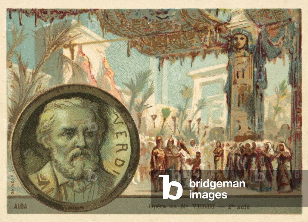 Scene from Giuseppe Verdi's opera Aida (chromolitho)