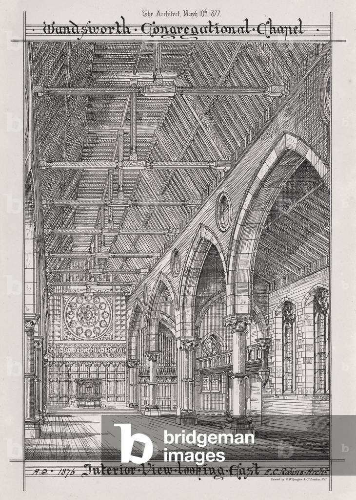 Wandsworth Congregational Chapel, Interior View Looking East (engraving)