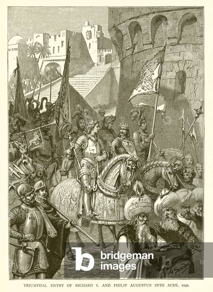 Triumphal Entry of Richard I and Philip Augustus into Acre, 1191 (engraving)