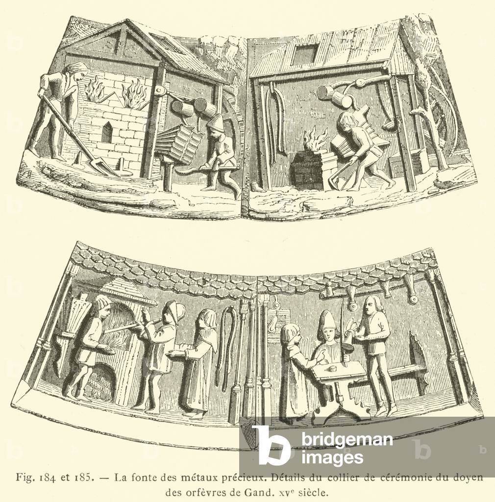 La fonte des metaux precieux (engraving)