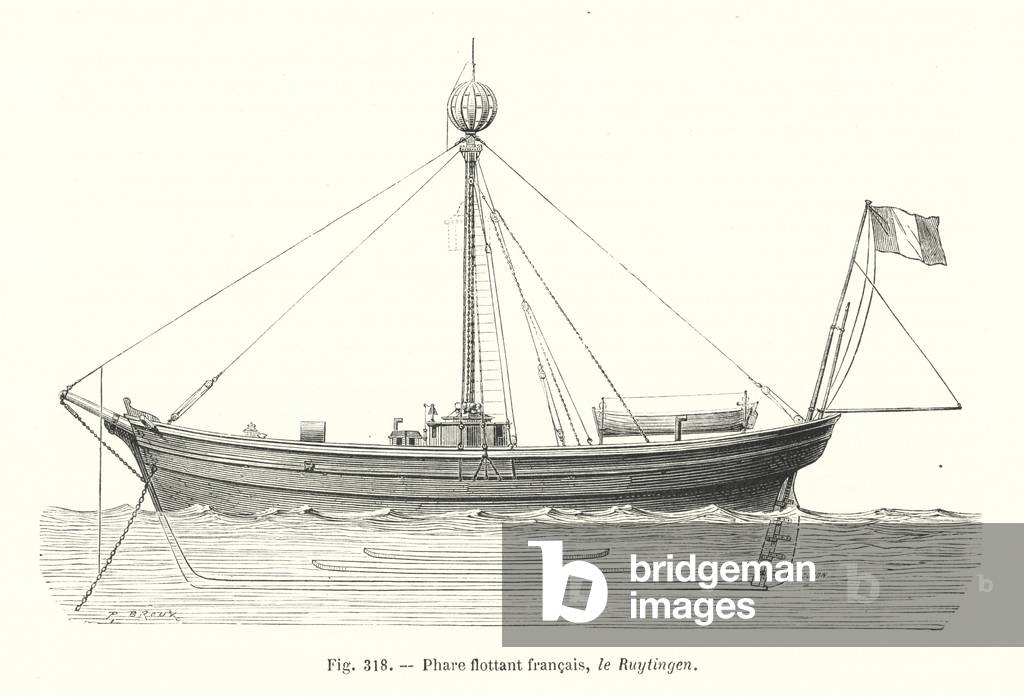 Phare flottant francais, le Ruytingen (engraving)