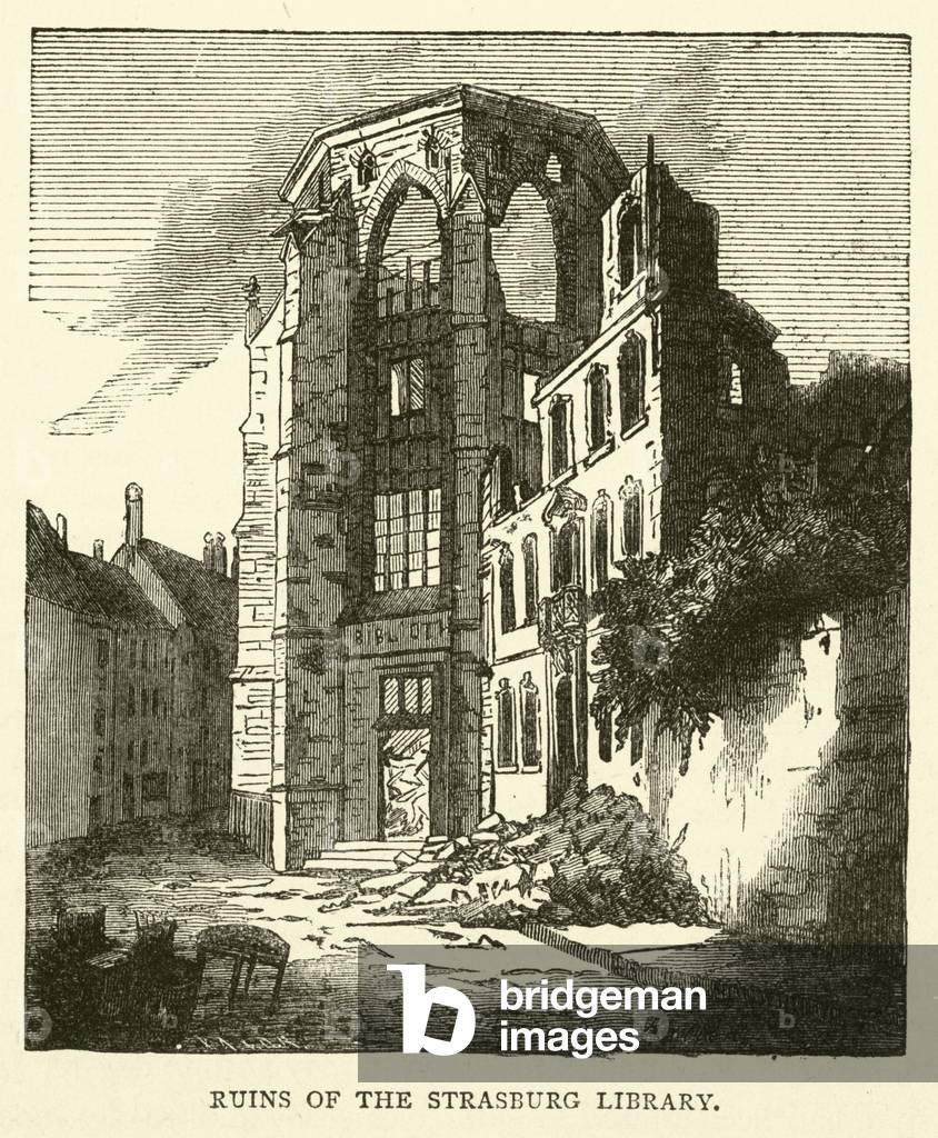 Ruins of the Strasburg Library, September 1870 (engraving)