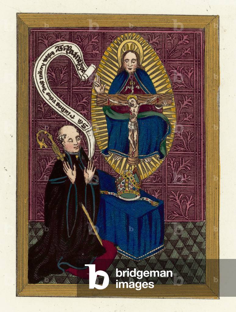 Thomas Ramryge, Abbot Of St Albans (coloured engraving)
