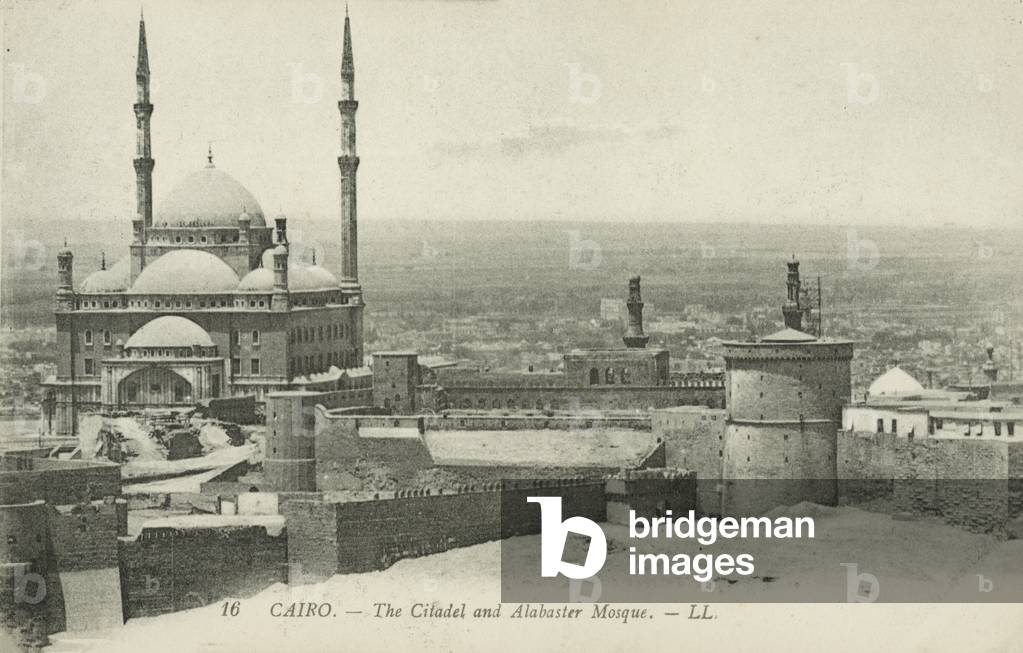 Cairo, The Citadel and Alabaster Mosque (b/w photo)