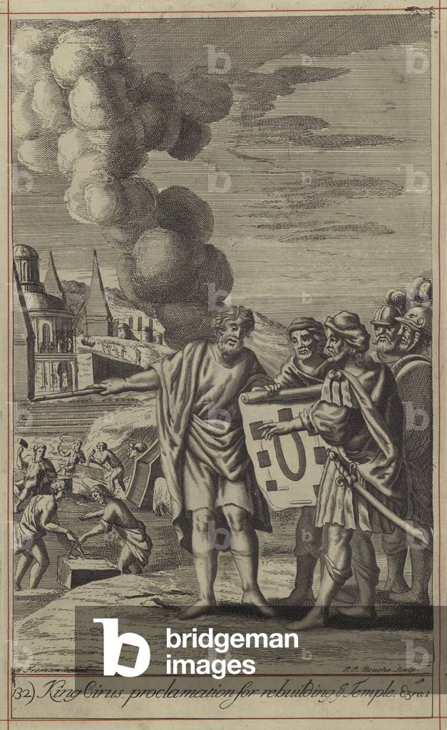 King Cirus proclamation for rebuilding ye Temple (engraving)