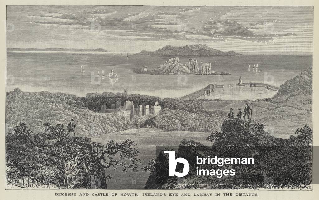 Demense and Castle of Howth, Ireland's Eye and Lambay in the distance (engraving)