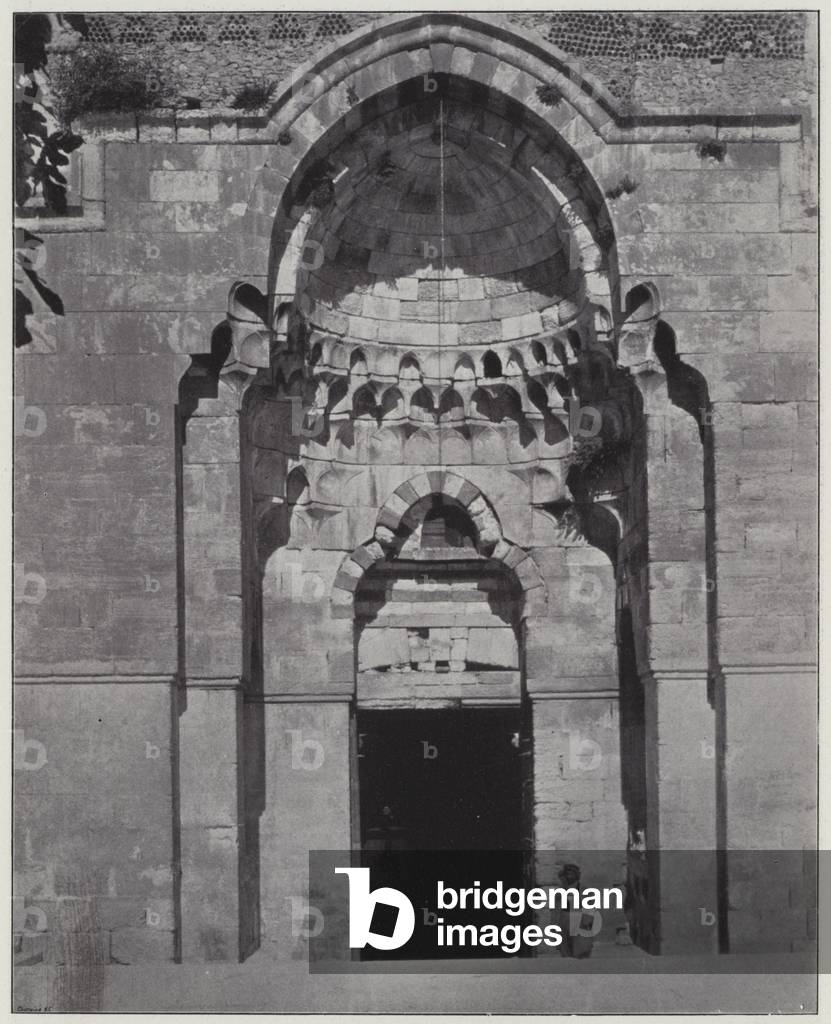 Jerusalem, one of the doors of the Haram-Es-Cherif (b/w photo)