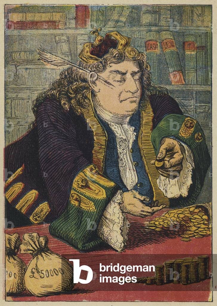 The King Counting His Money (colour litho)
