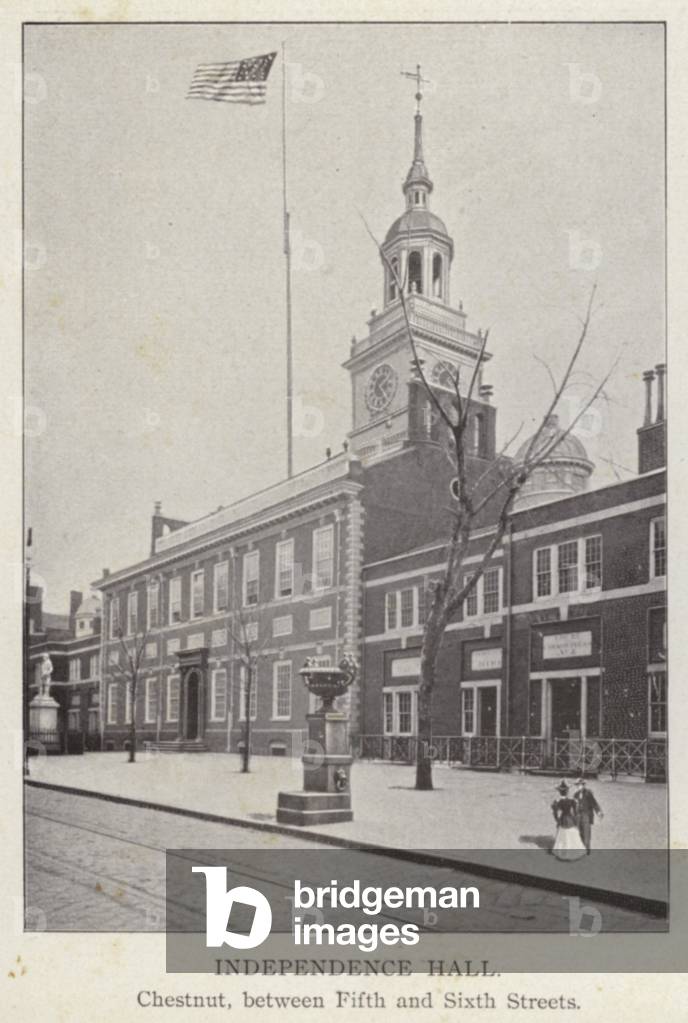 Philadelphia: Independence Hall, Chestnut, between Fifth and Sixth Streets (b/w photo)