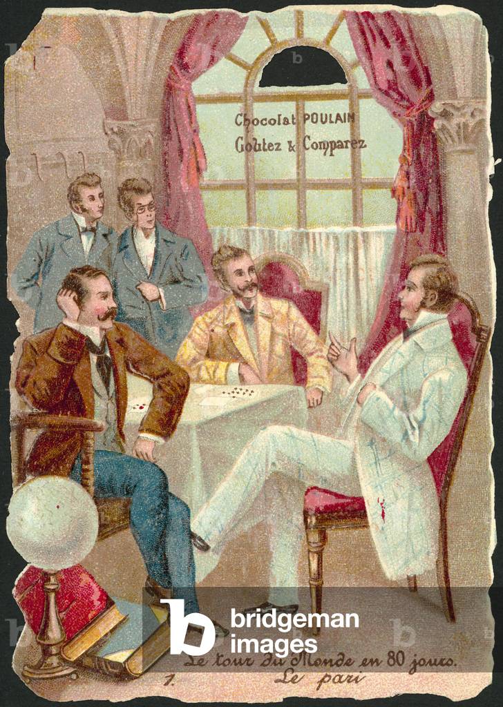 Scene from Around the World in Eighty Days, by Jules Verne (chromolitho)