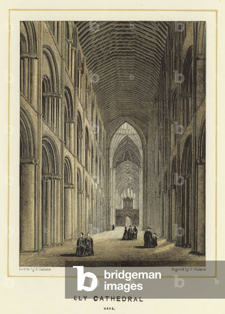 Ely Cathedral, nave (colour litho)