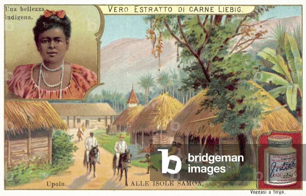 Village on the island of Upolu, Samoa (chromolitho)