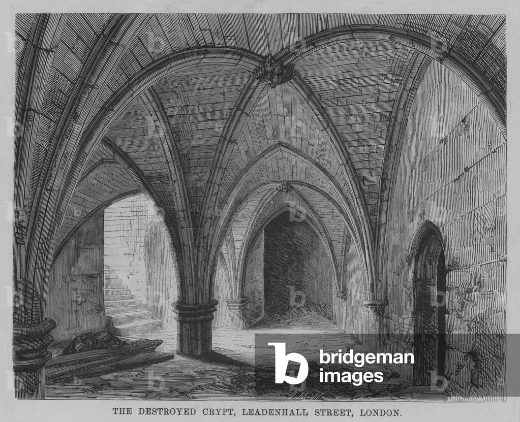 The Destroyed Crypt, Leadenhall Street, London (engraving)