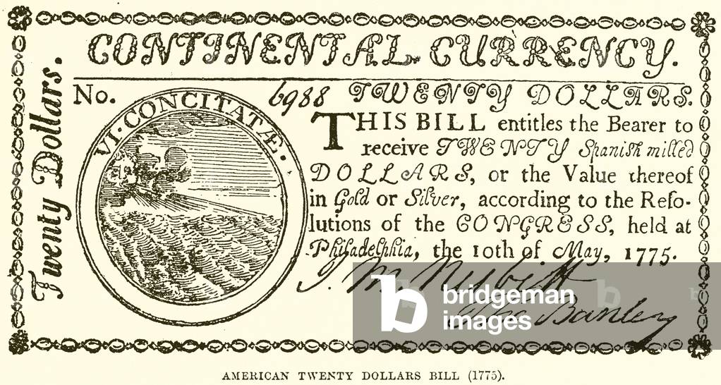 American Twenty Dollars Bill (1775) (engraving)