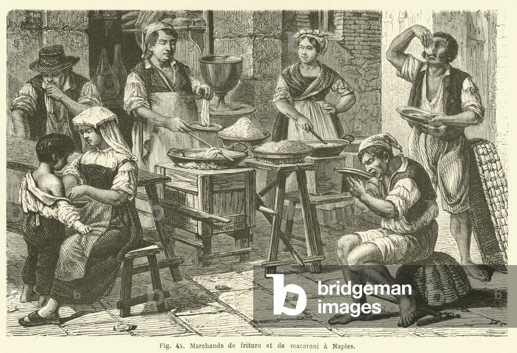 Marchands de friture et de macaroni a Naples (engraving)