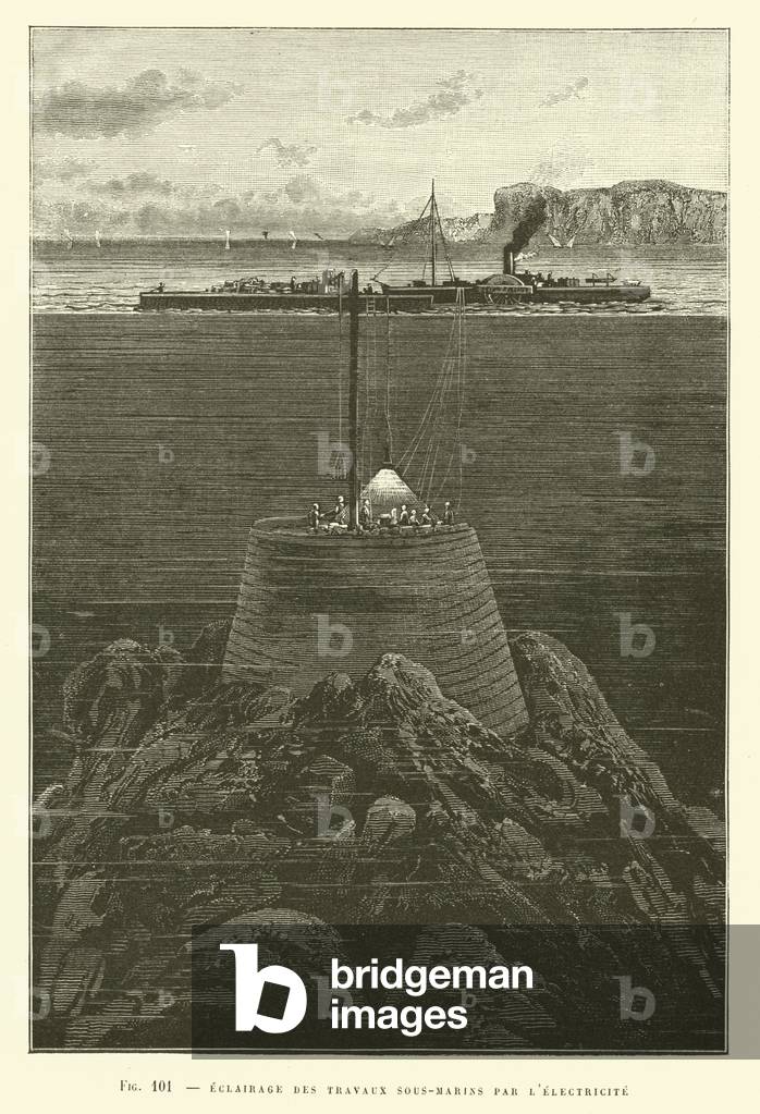 Eclairage Des Travaux Sous-Marins Par L'Electricite (engraving)