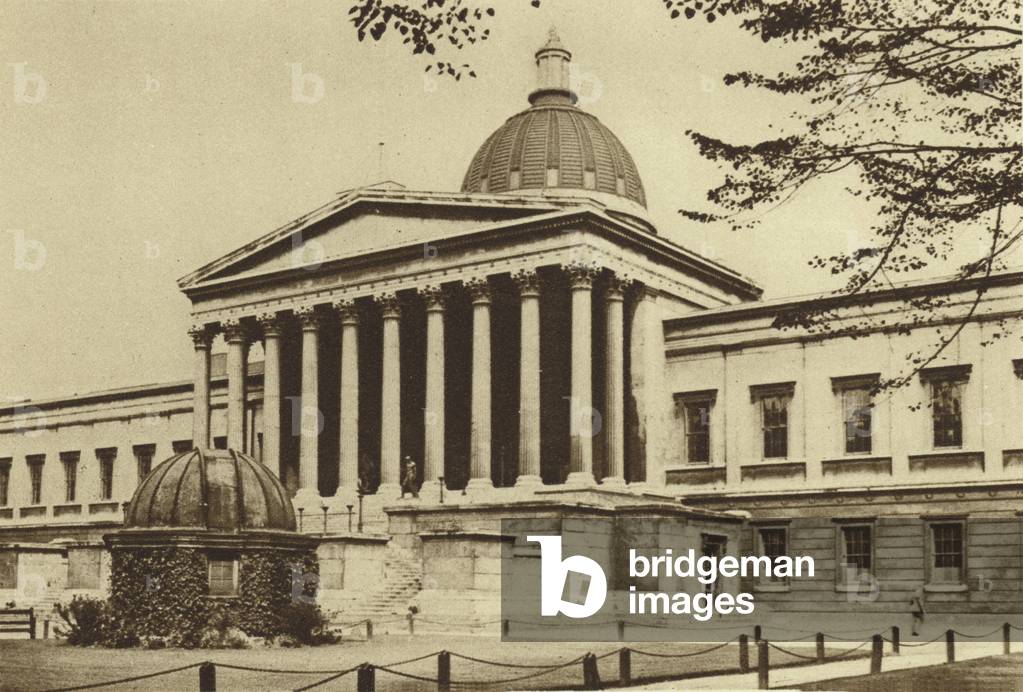 Corinthian portico of University College, Gower Street, Bloomsbury (b/w photo)