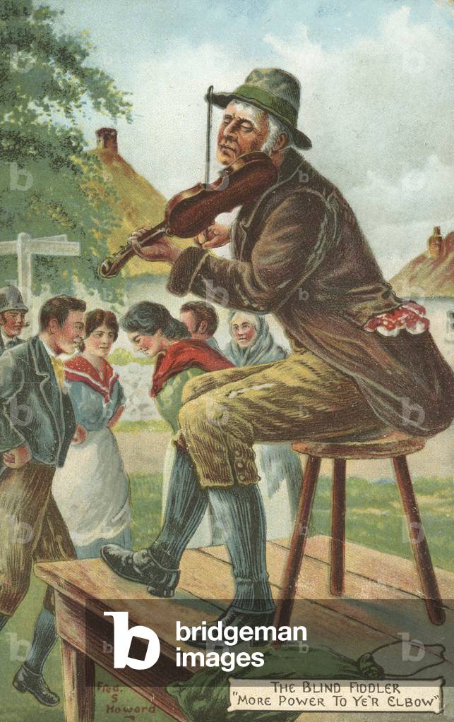 The Blind Fiddler (colour litho)