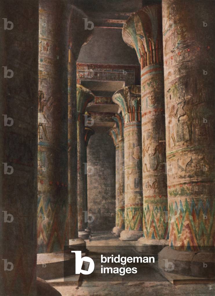 Edfu, the Grand Hypostyle of the Temple of Horus (coloured photo)