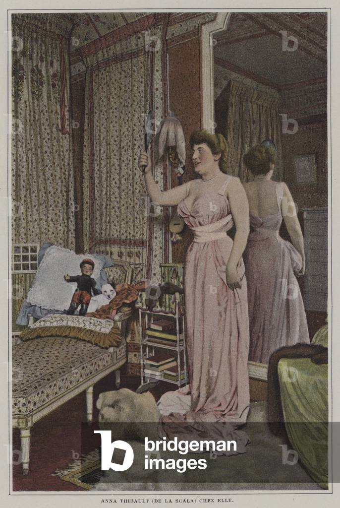 Anna Thibault, French singer at La Scala, Paris, at home (colour photo)