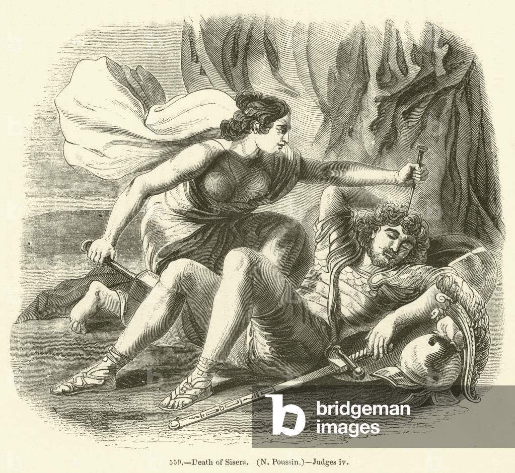 Death of Sisera, N Poussin, Judges iv (engraving)