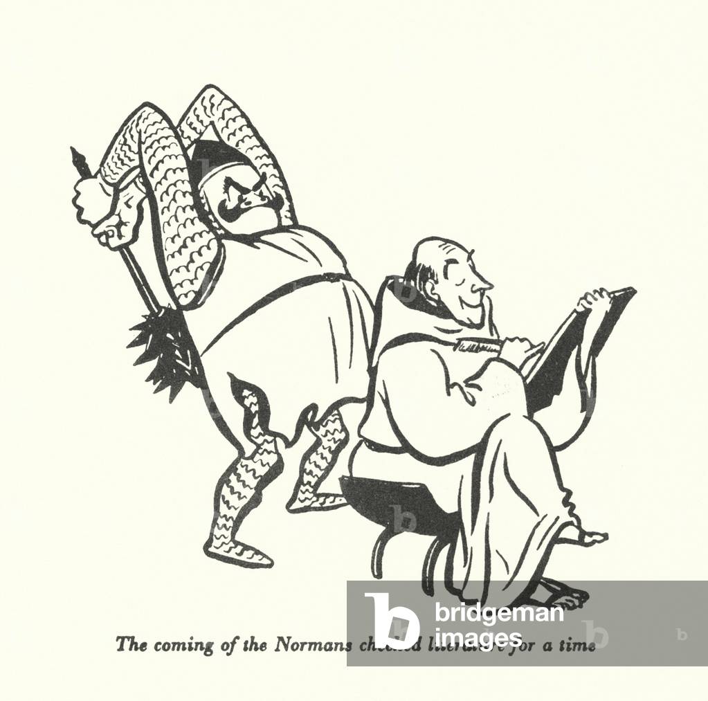 The coming of the Normans checked literature for a time (litho)