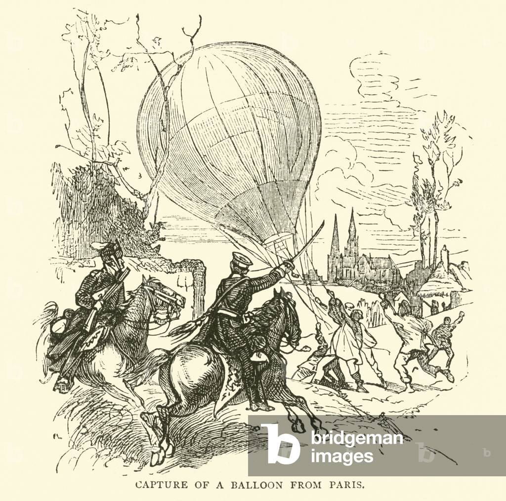 Capture of a balloon from Paris, January 1871 (engraving)