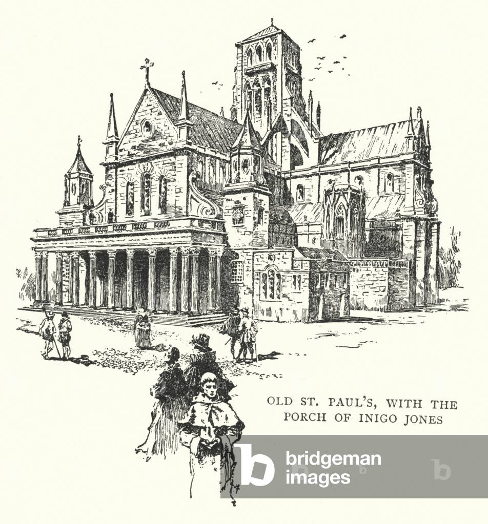 Old St Paul's, with the Porch of Inigo Jones (engraving)