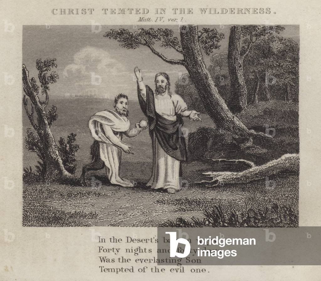 Christ temted in the wilderness, Matthew IV, ver 1 (engraving)