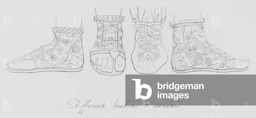 Different buskins and sandals (engraving)